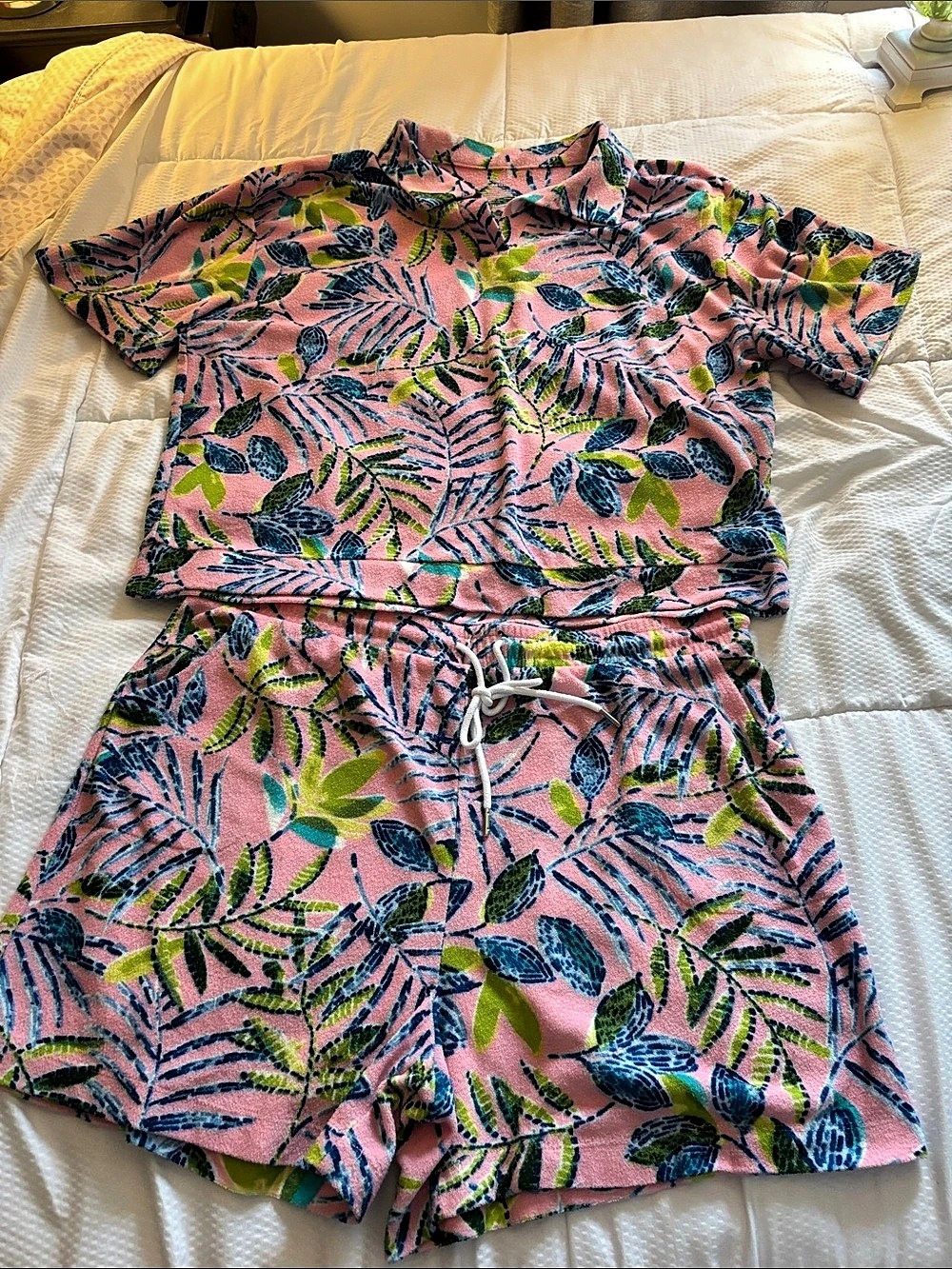 Cuddl duds Floral Short Sleeve Matching Set womans  XL
